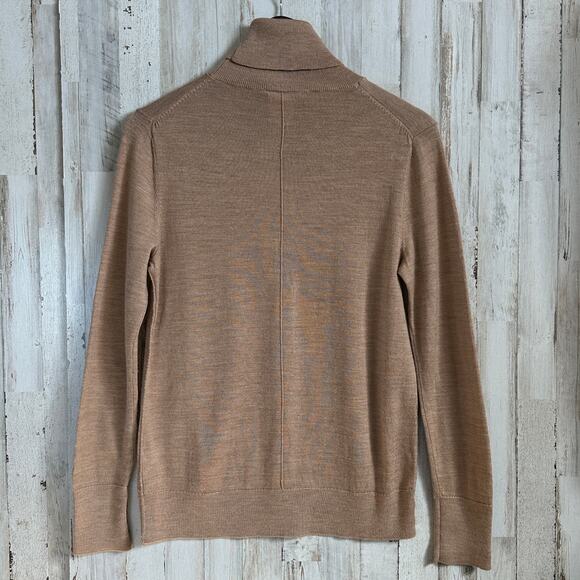 Gap 100 Merino Wool Turtleneck Medium Tan Brown Preppy Minimalist Quiet Luxury - Picture 2 of 10